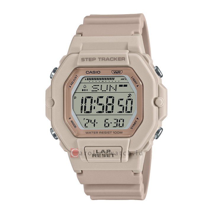 Jam Tangan Casio General LWS-2200H-4A Women Sports Collection Digital Dial Misty Rose Resin Band