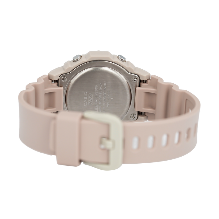 Jam Tangan Casio General LWS-2200H-4A Women Sports Collection Digital Dial Misty Rose Resin Band