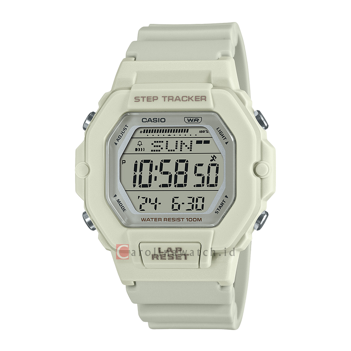 Jam Tangan Casio General LWS-2200H-8A Women Sports Collection Digital Dial White Resin Band