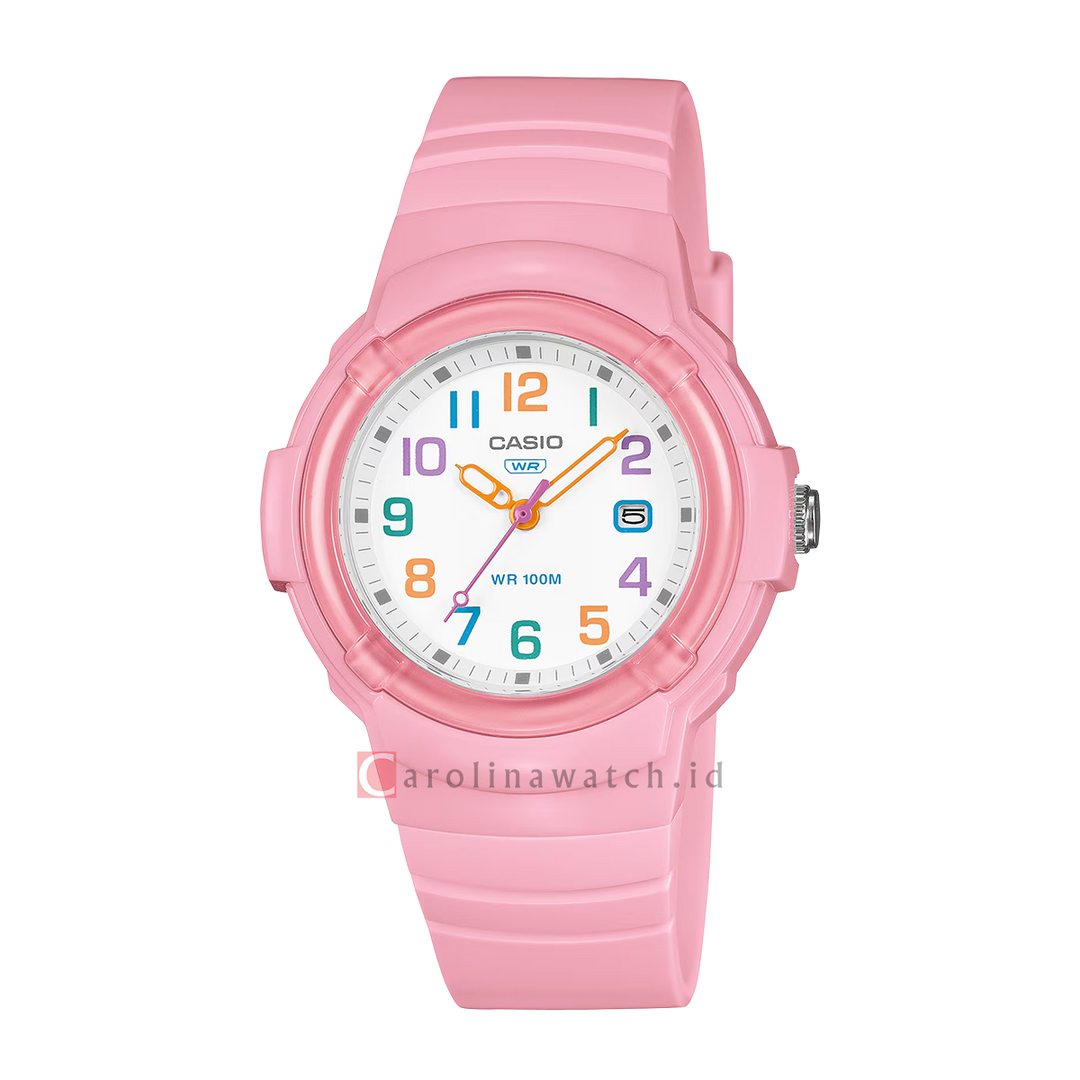 Jam Tangan Casio POP LX-800H-4A Women White Dial Pink Resin Band