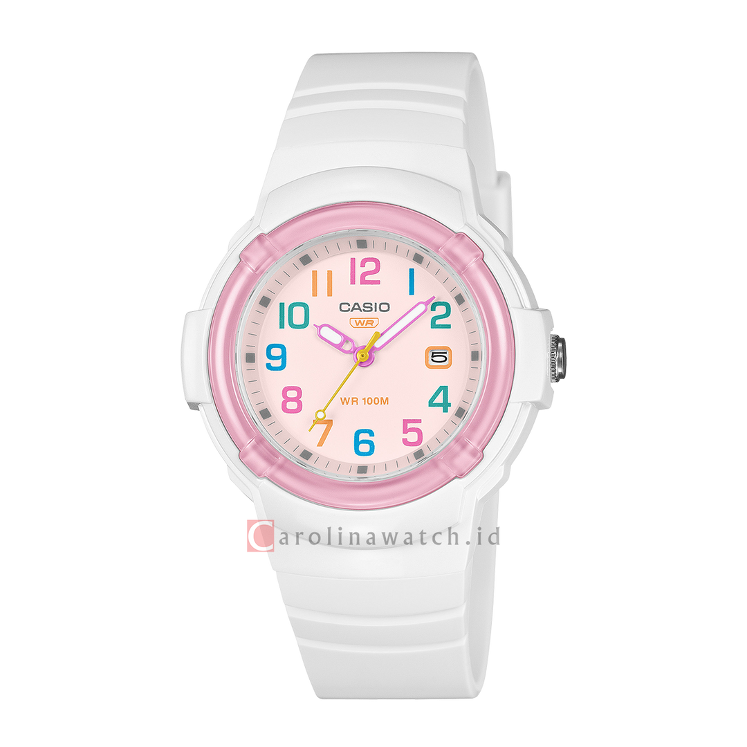 Jam Tangan Casio POP LX-800H-7A1 Women Pink Dial White Resin Band