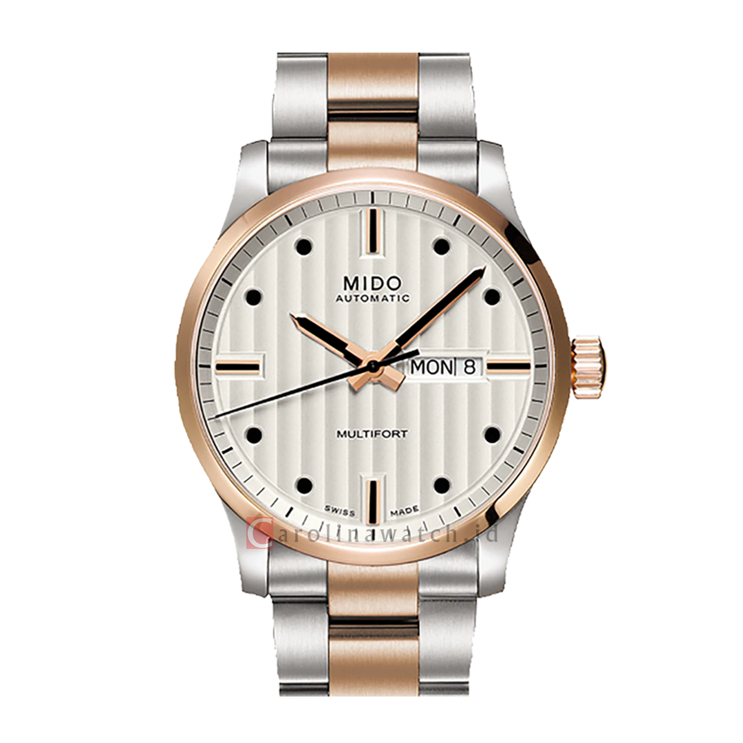 Jam Tangan MIDO Multifort M0054302203180 Day Date Men Silver Dial Dual Tone Stainless Steel Strap