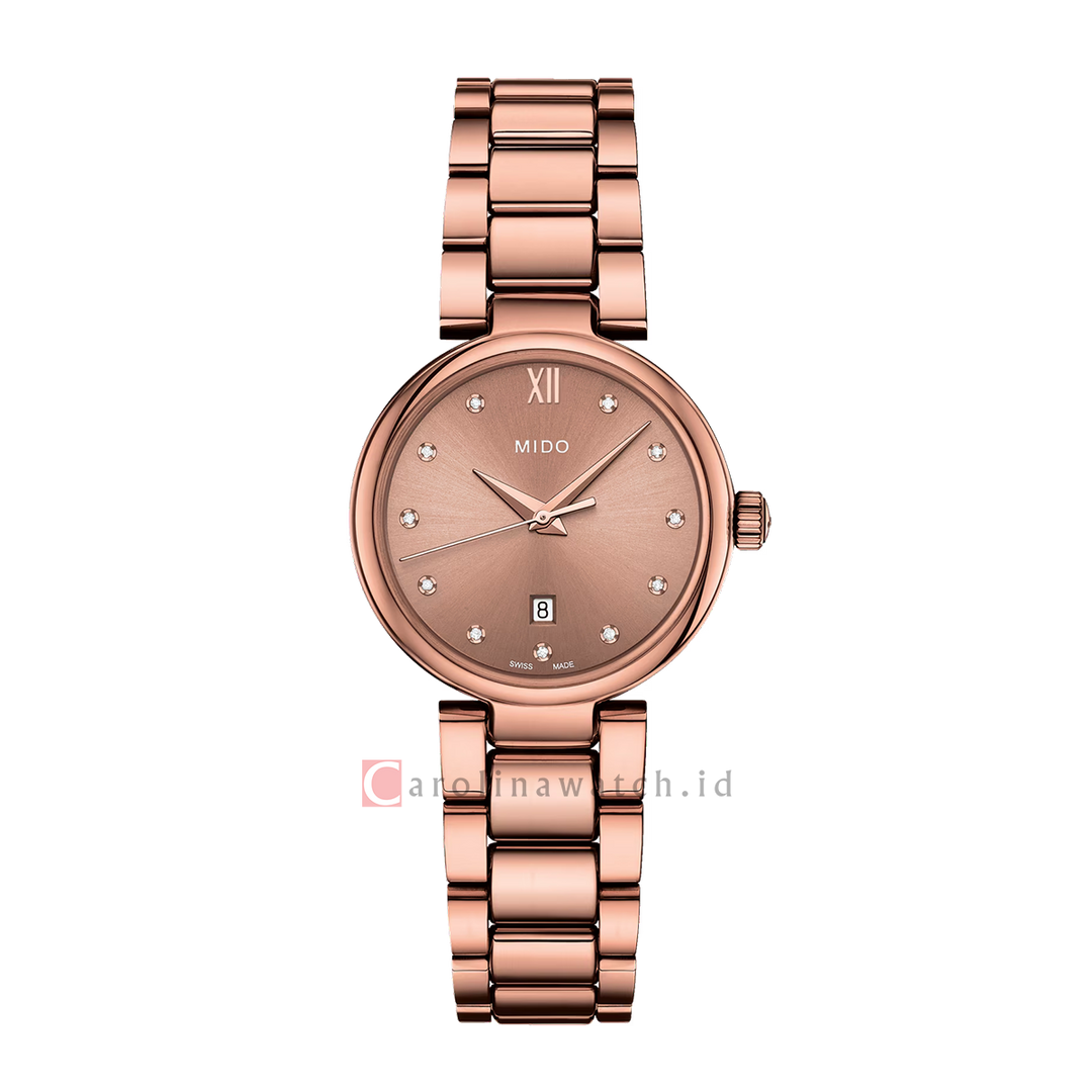 Jam Tangan MIDO Baroncelli Donna M0222103329600 Women Brown Dial Rose Gold Stainless Steel Strap