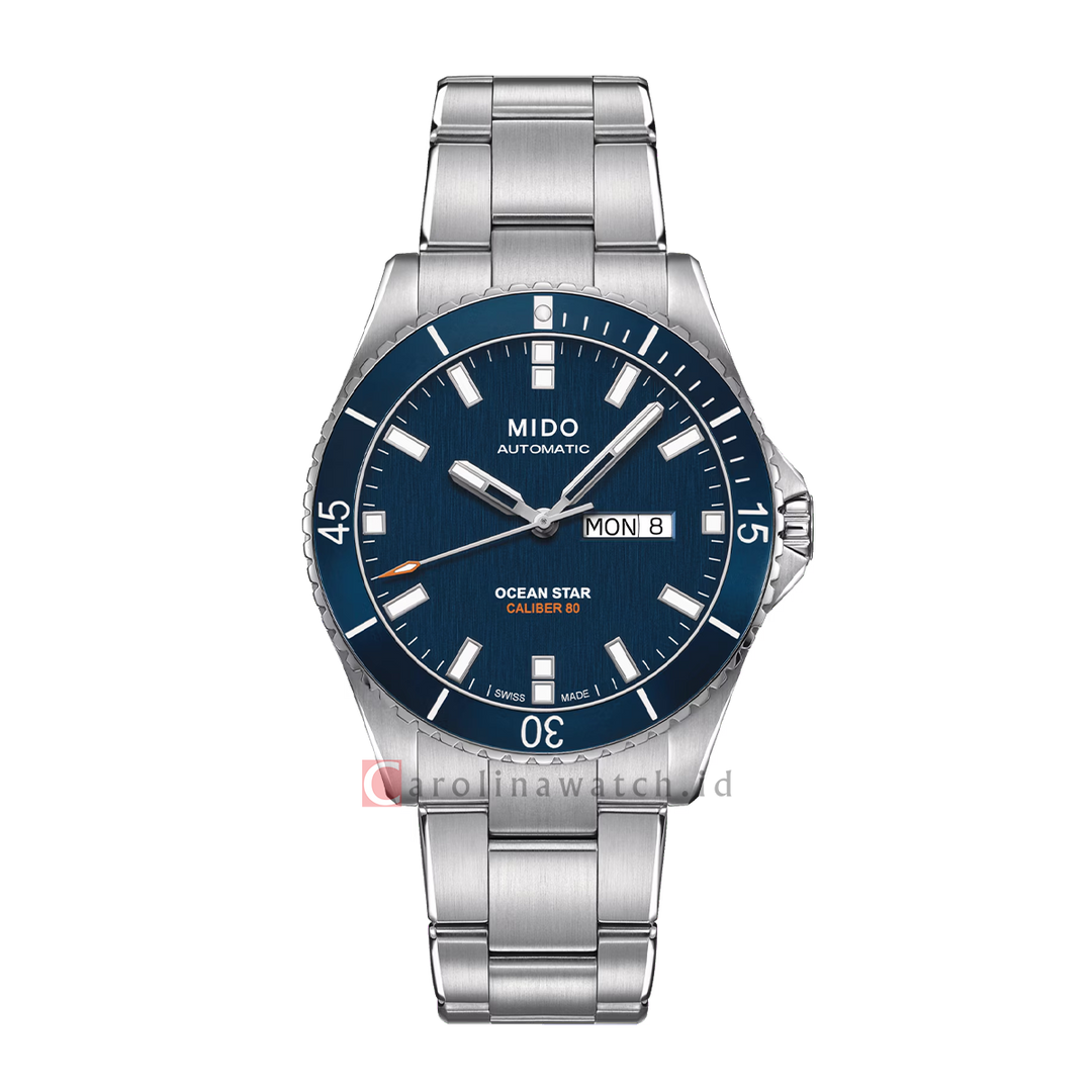 Jam Tangan MIDO Ocean Star 200 M0264301104100 Men Blue Dial Stainless Steel Strap