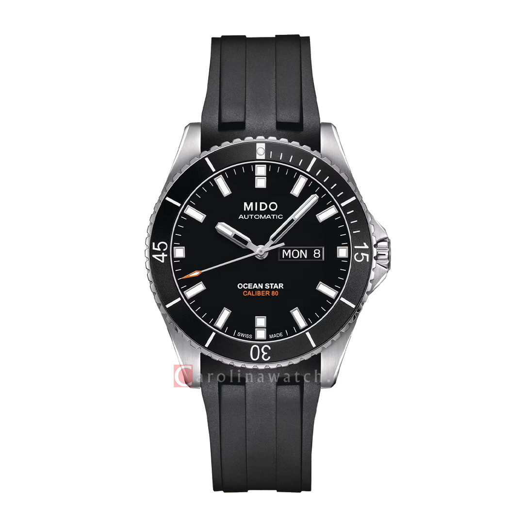 Jam Tangan MIDO Ocean Star 200 M0264301705100 Men Black Dial Black Rubber Strap