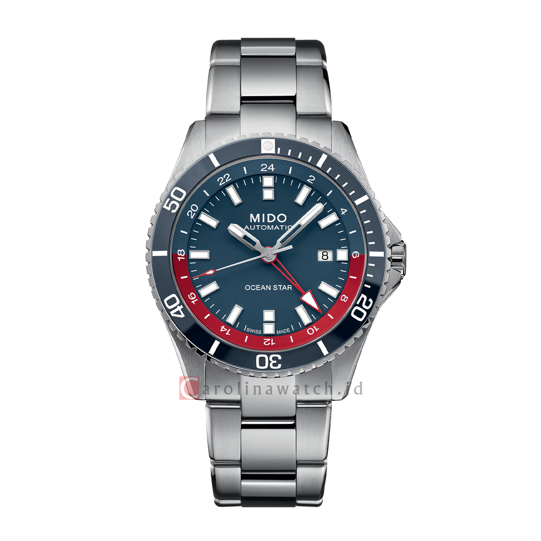 Jam Tangan MIDO Ocean Star GMT M0266291104100 GMT Men Blue Dial Stainless Steel Strap