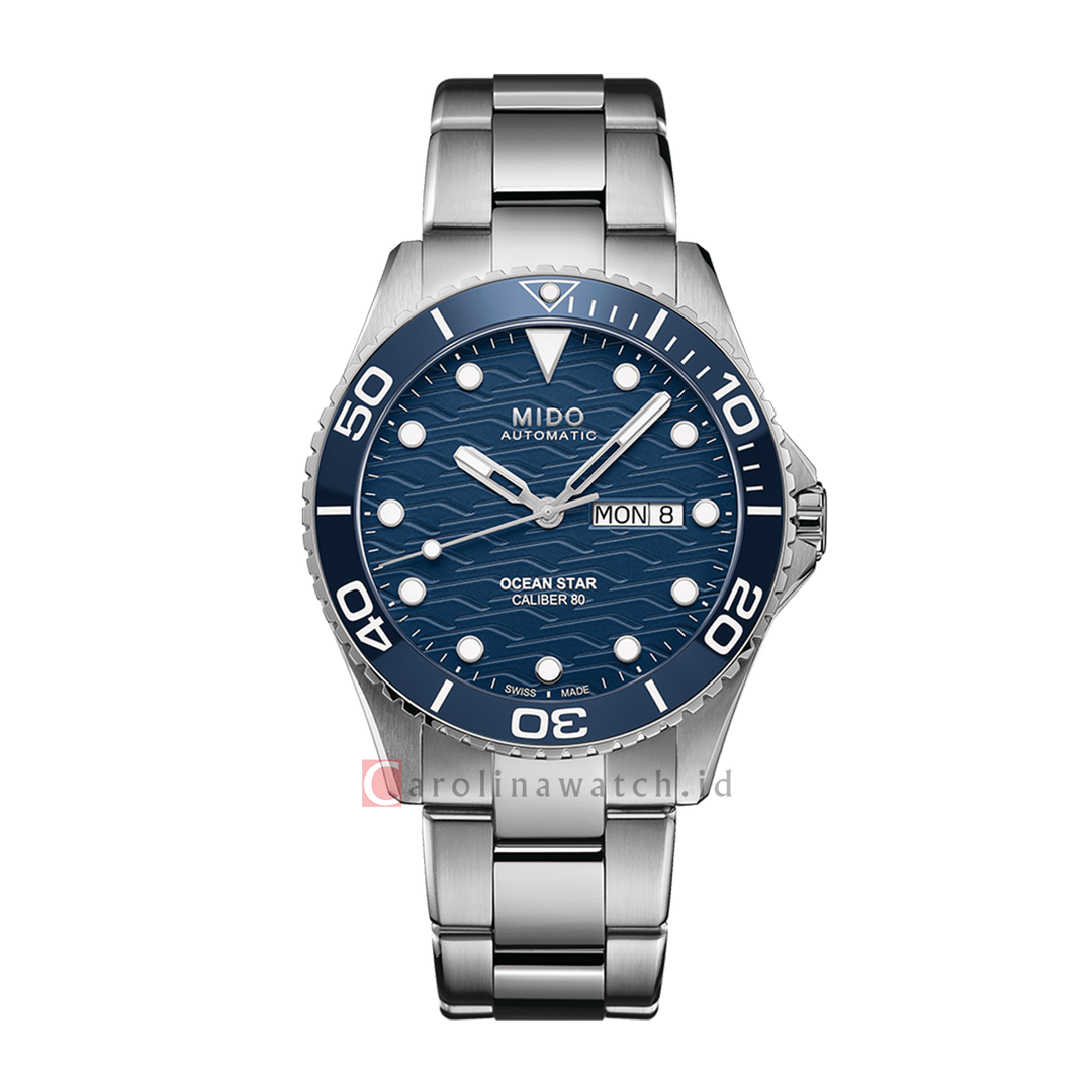 Jam Tangan MIDO Ocean Star 200C M0424301104100 Men Blue Pattern Dial S Carolina Watch