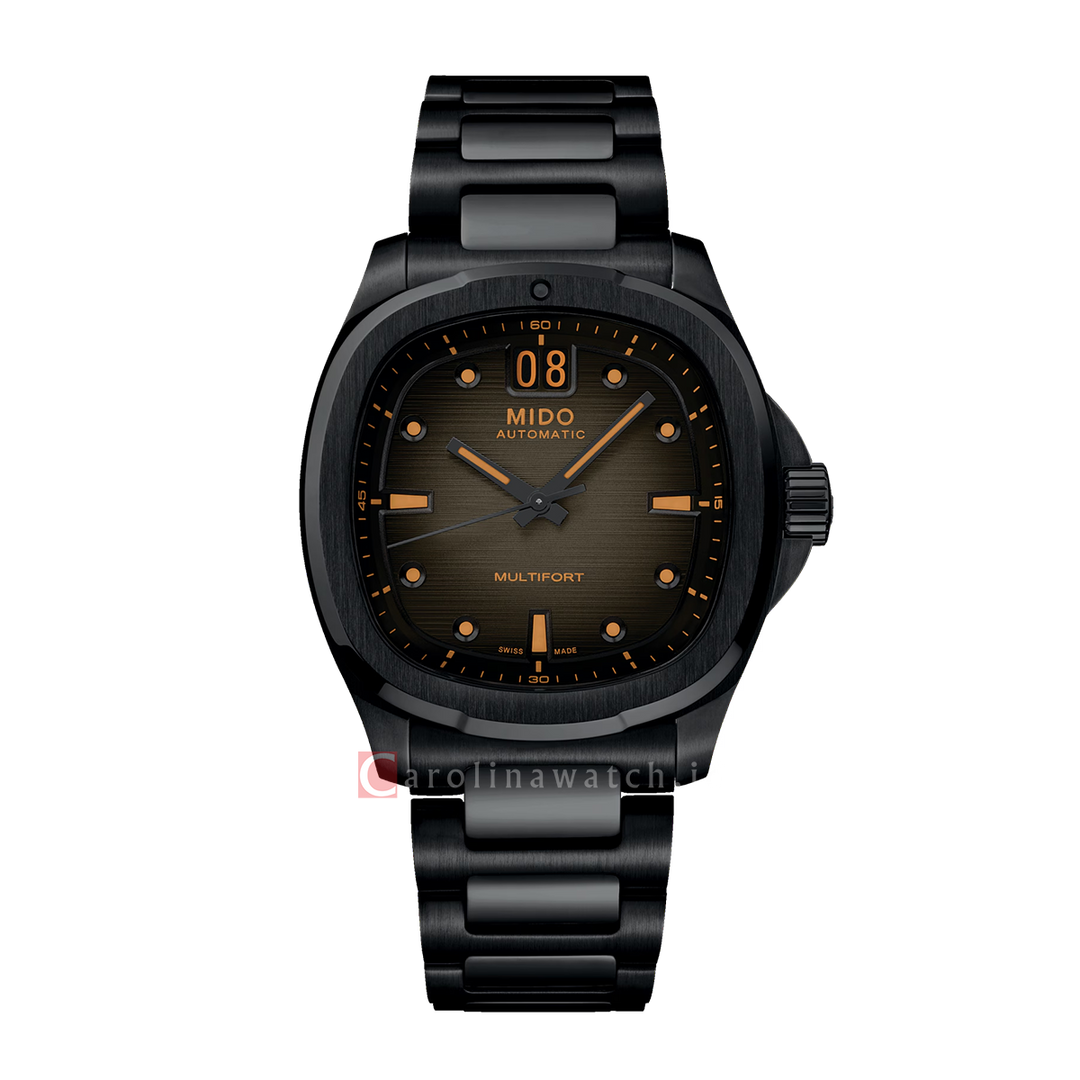Jam Tangan MIDO Multifort TV Big Date M0495263308100 Men Grey Dial Black Stainless Steel Strap