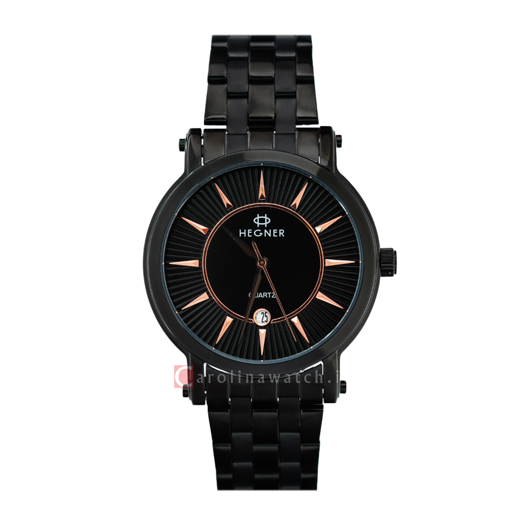 Jam Tangan Hegner M5016IPBARG Men Black Dial Black Stainless Steel Strap