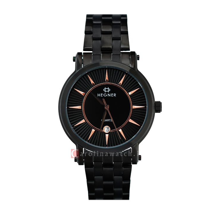 Jam Tangan Hegner M5016IPBARG Men Black Dial Black Stainless Steel Strap