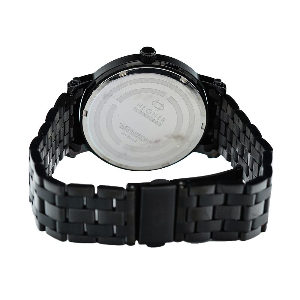 Jam Tangan Hegner M5016IPBARG Men Black Dial Black Stainless Steel Strap