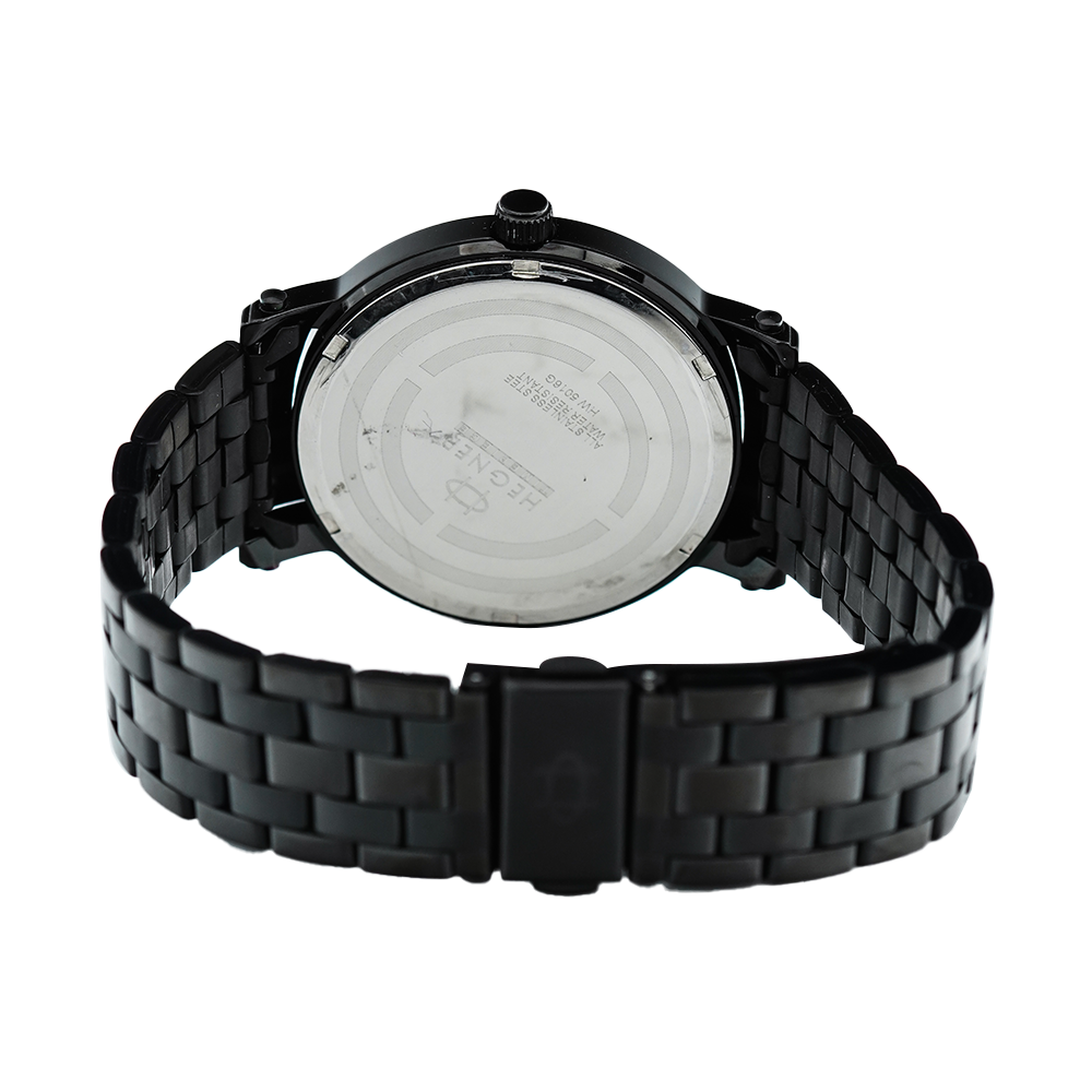 Jam Tangan Hegner M5016IPBA Men Black Dial Black Stainless Steel Strap