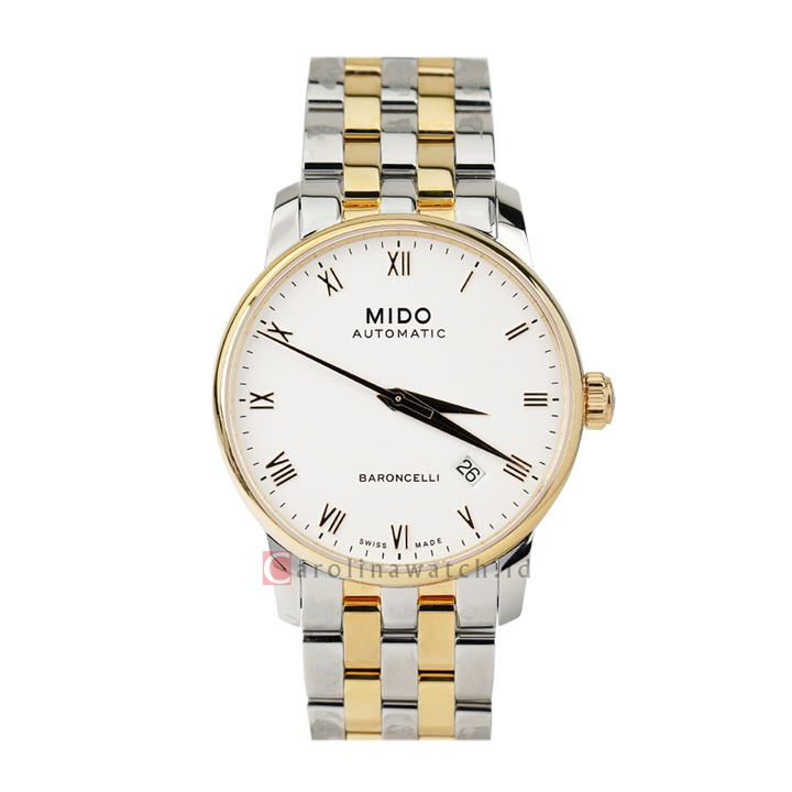 Jam Tangan MIDO Baroncelli Jubilee M86009261 Men White Dial Two-tone Stainless Steel Strap