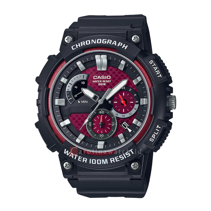 Jam Tangan Casio Standard MCW-200H-4A Men Red Dial Black Resin Band