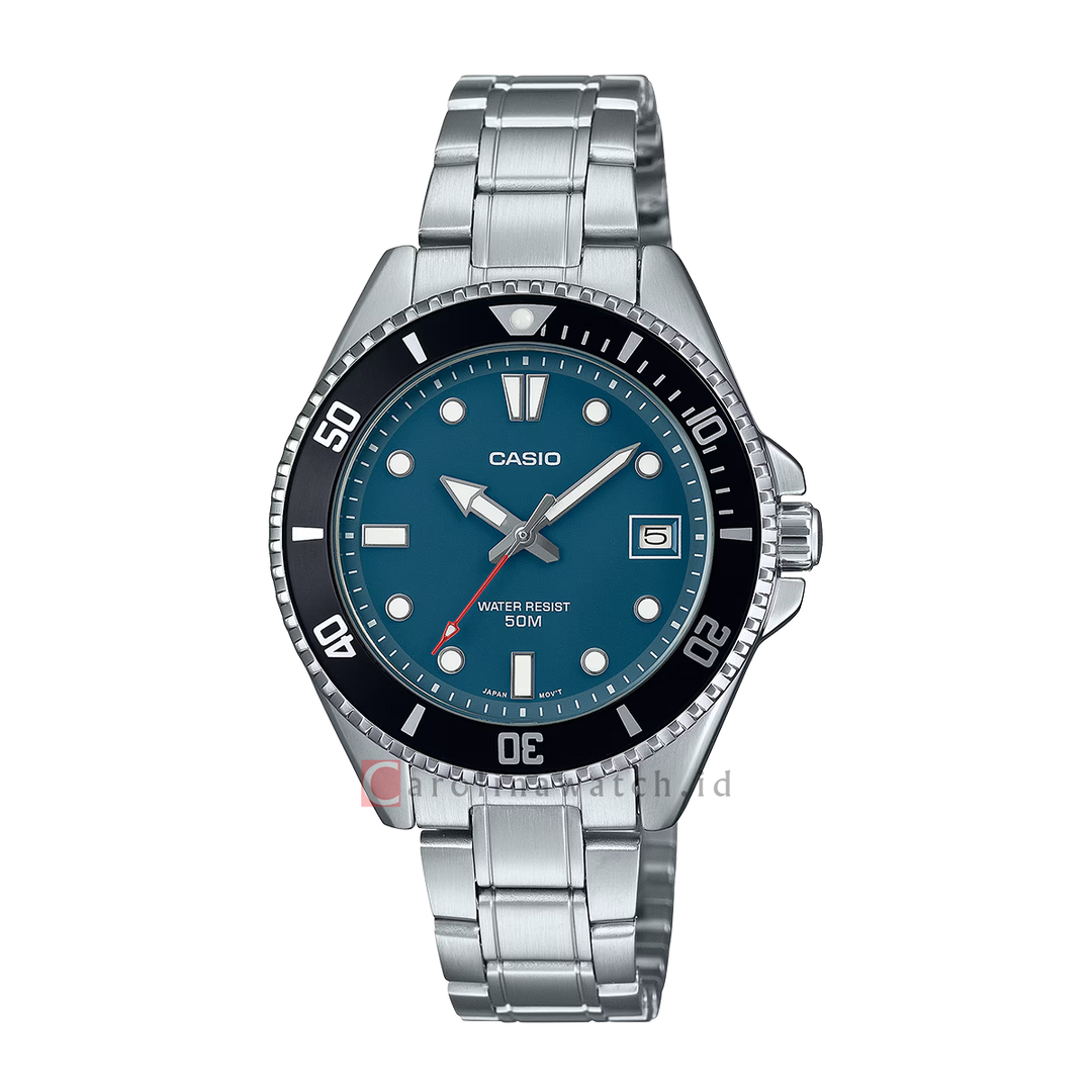 Jam Tangan Casio General MDV-10D-2A1 Men Blue Dial Stainless Steel Strap