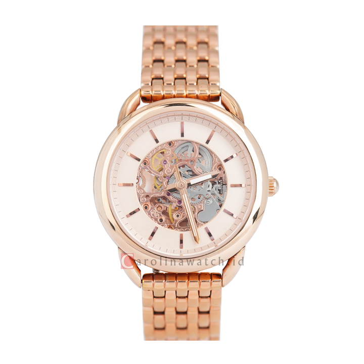 Jam Tangan Fossil Tailor ME3145 Women Skeleton Dial Rose Gold Stainless Steel Strap