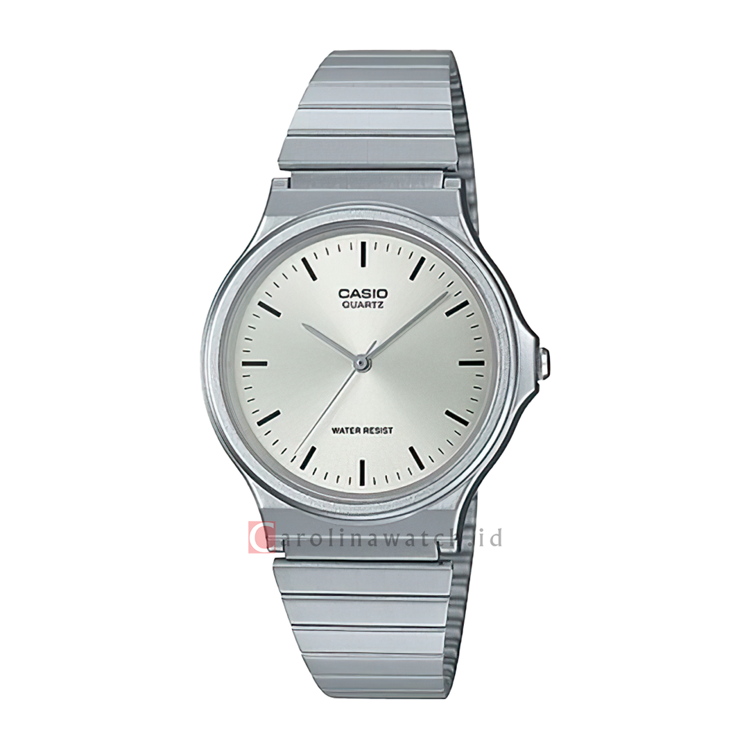 Jam Tangan Casio General MQ-24D-7E Unisex Silver Dial Stainless Steel Band