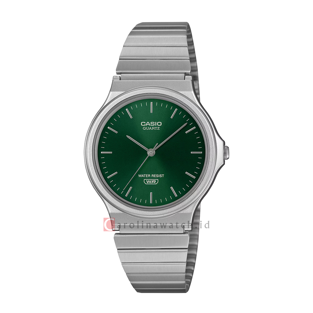 Jam Tangan Casio General MQ-24DA-3A Men Green Dial Stainless Steel Band