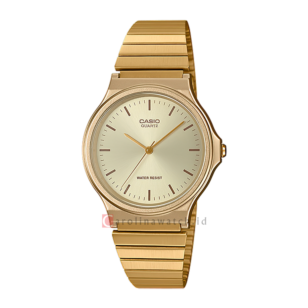 Jam Tangan Casio MQ-24G-9E Unisex Gold Dial Gold Stainless Steel Band