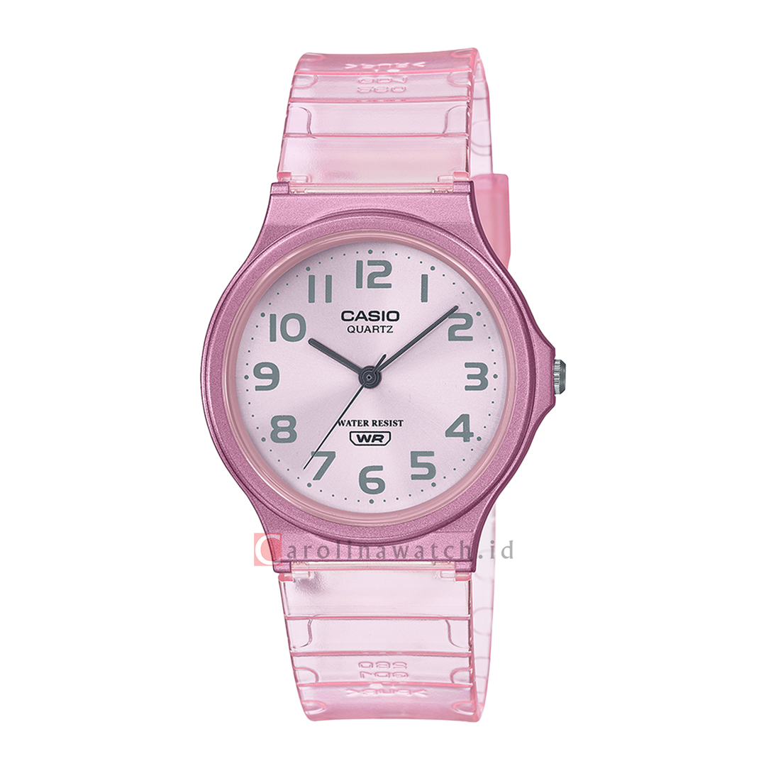 Jam Tangan Casio MQ-24S-4B Women Pink Dial Pink Transparent Resin Band