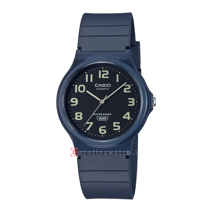 Jam Tangan Casio Standard MQ-24UC-2B Men Black Dial Matte Blue Resin Band