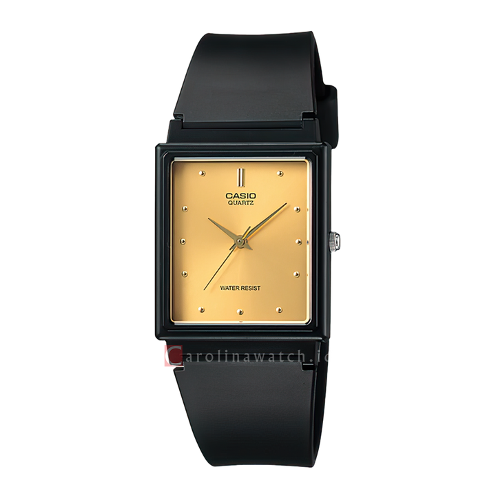 Jam Tangan Casio MQ-38-9A Women Gold Dial Black Resin Band