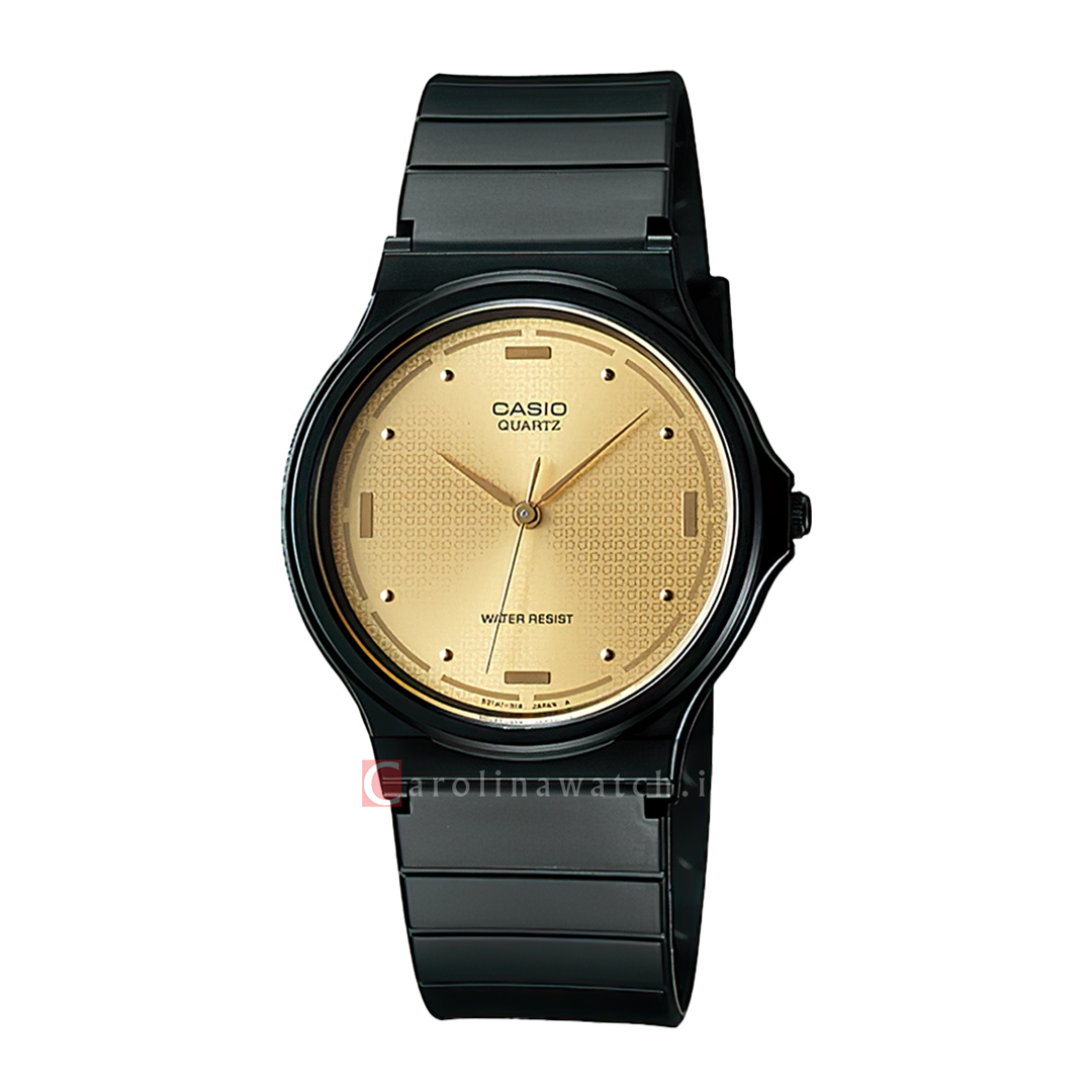 Jam Tangan Casio MQ-76-9A Men Gold Dial Black Resin Band