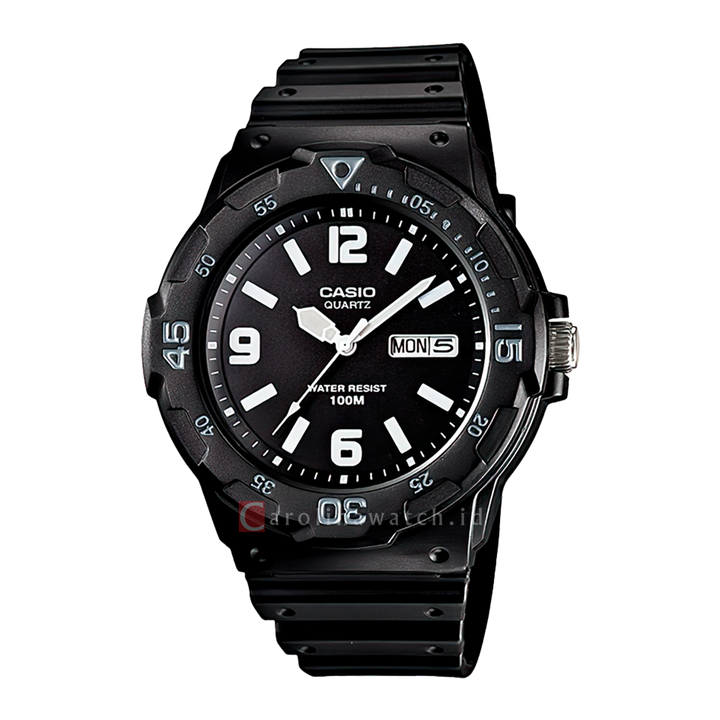 Jam Tangan Casio MRW-200H-1B2 Men Black Dial Black Resin Band