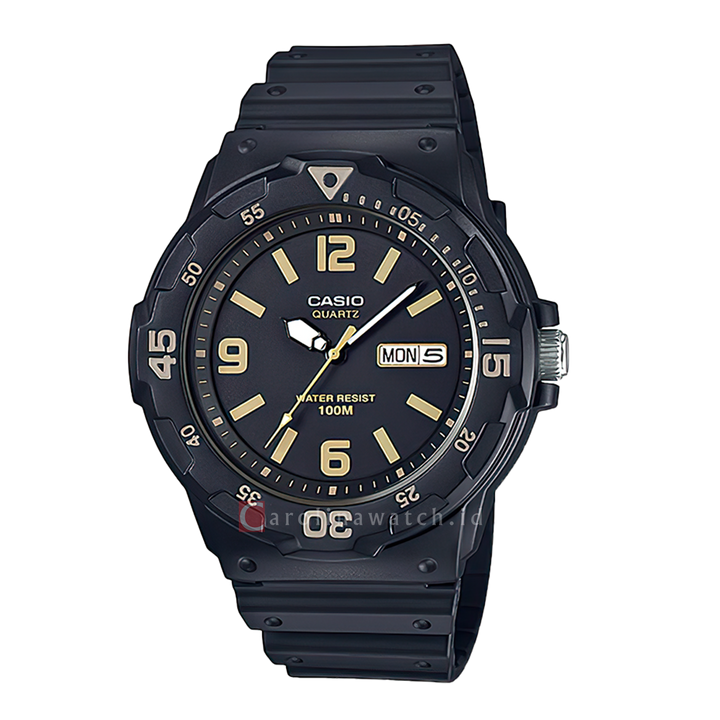 Jam Tangan Casio MRW-200H-1B3 Men Black Dial Black Resin Band