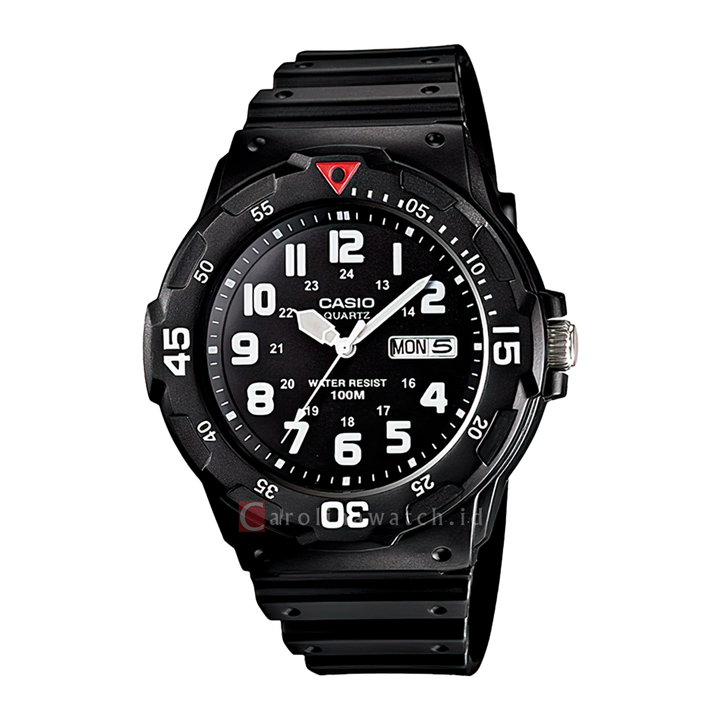 Jam Tangan Casio MRW-200H-1B Men Black Dial Black Resin Band