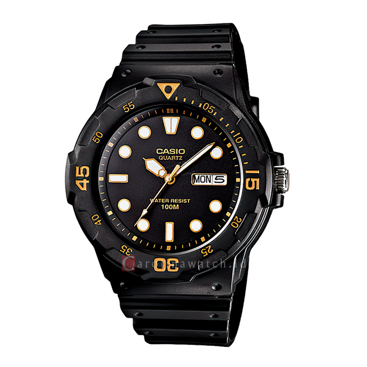 Jam Tangan Casio MRW-200H-1E Men Black Dial Black Resin Band