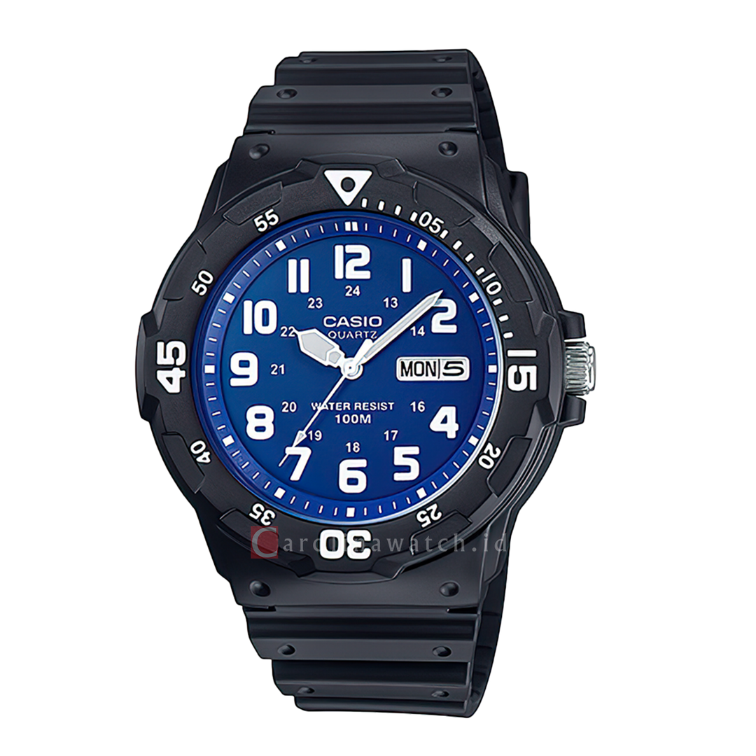 Jam Tangan Casio MRW-200H-2B2 Men Blue Dial Black Resin Band