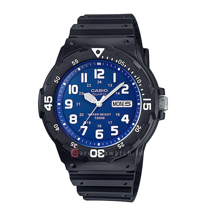 Jam Tangan Casio MRW-200H-2B2 Men Blue Dial Black Resin Band