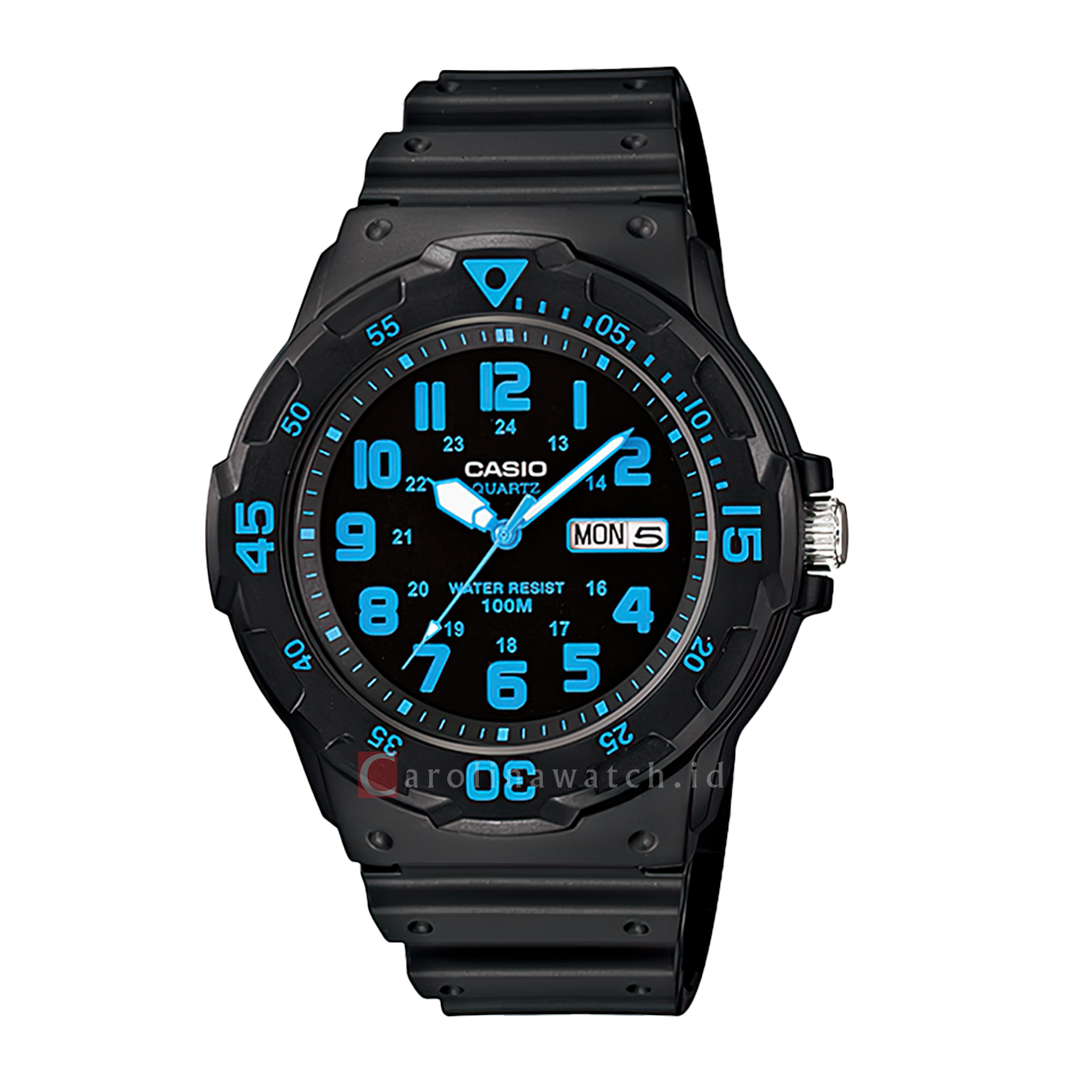 Jam Tangan Casio MRW-200H-2B Men Black Dial Black Resin Band