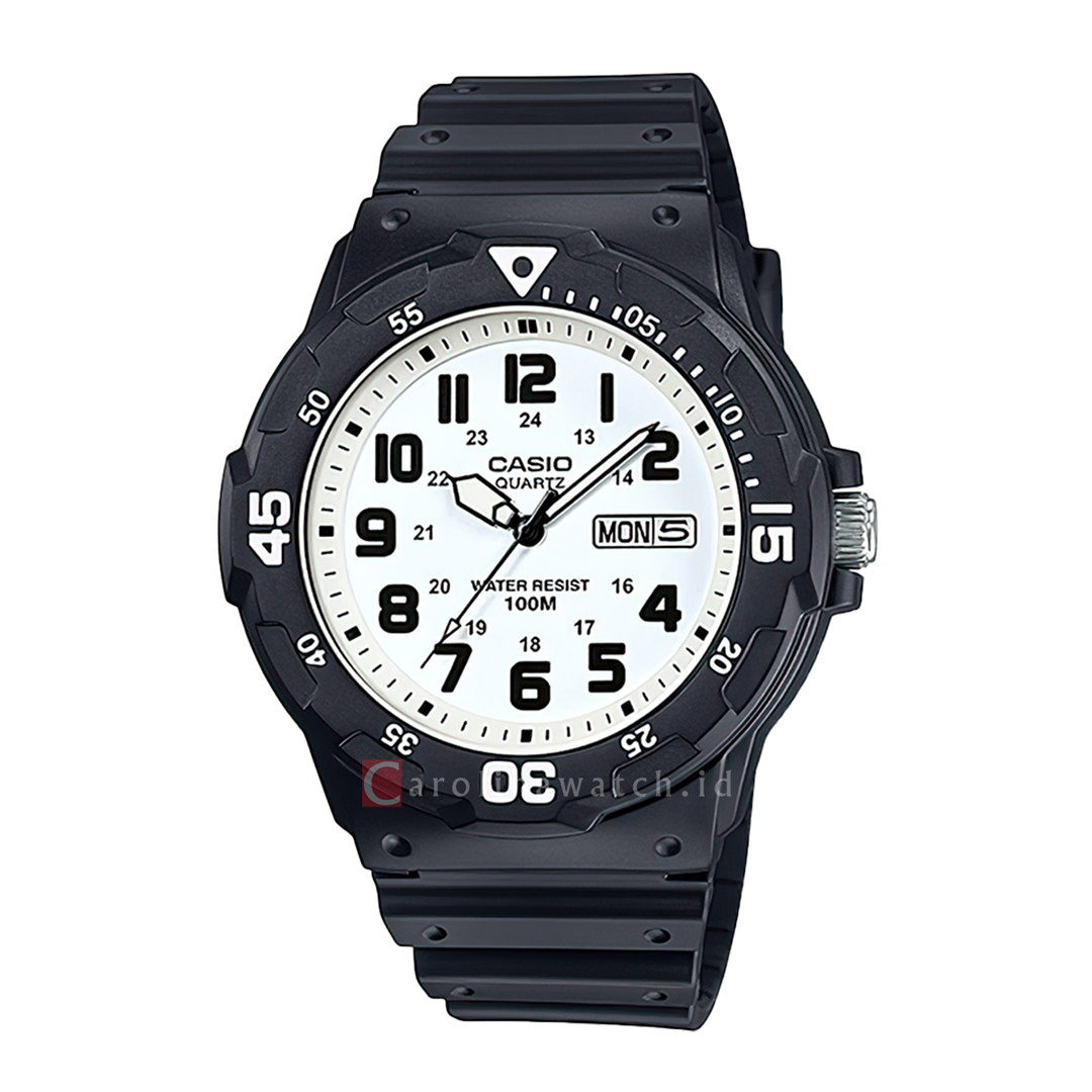 Jam Tangan Casio MRW-200H-7B Men White Dial Black Resin Band