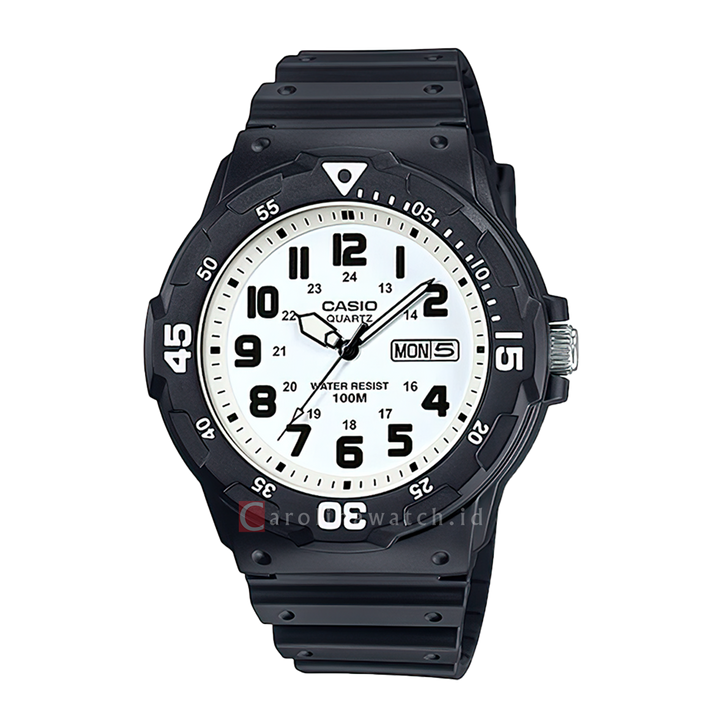 Jam Tangan Casio MRW-200H-7B Men White Dial Black Resin Band