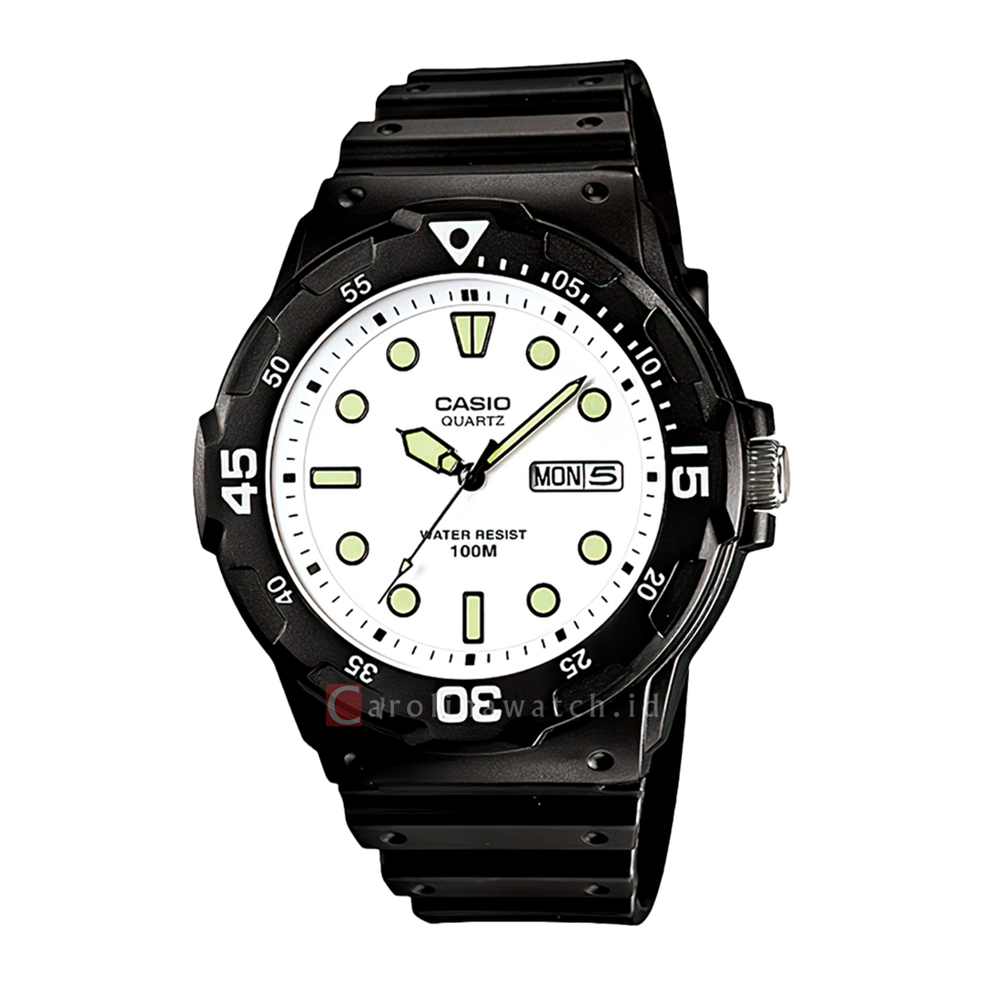 Jam Tangan Casio MRW-200H-7E Men White Dial Black Resin Band