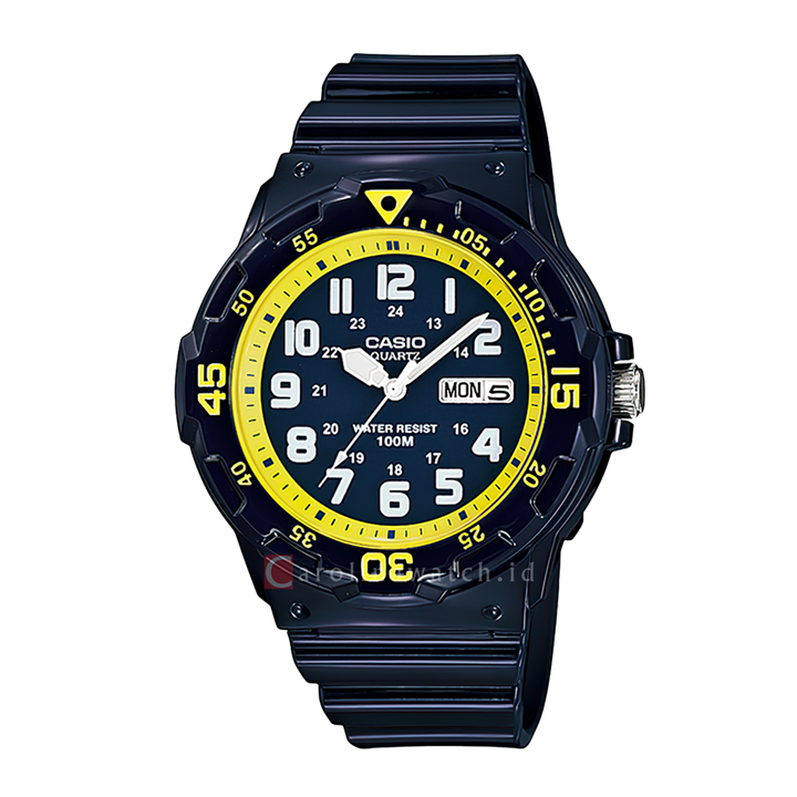 Jam Tangan Casio MRW-200HC-2B Men Black Dial Black Resin Band