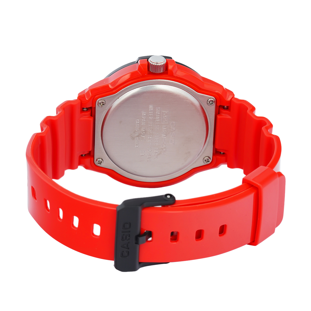 Jam Tangan Casio MRW-200HC-4B Men Black Dial Red Resin Band