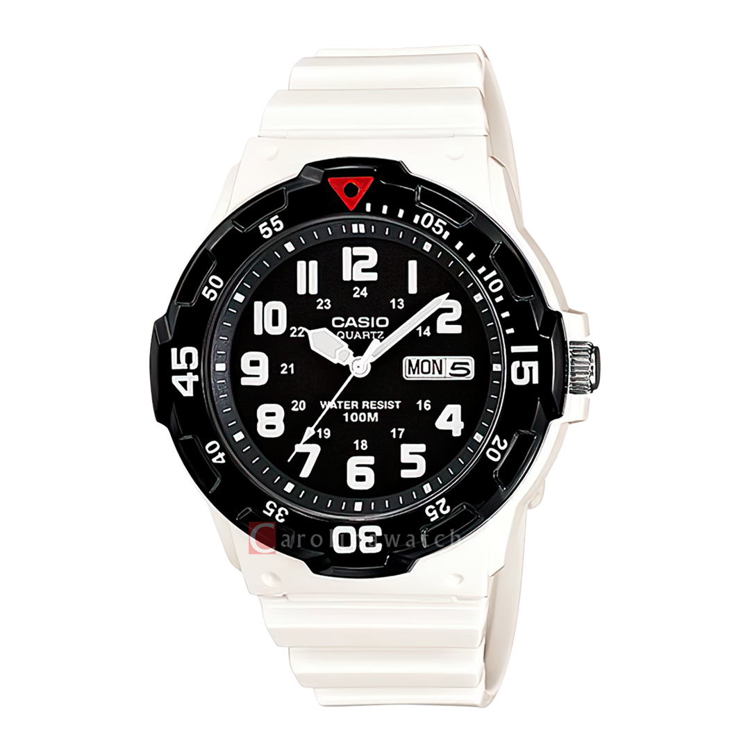 Jam Tangan Casio MRW-200HC-7B Men Black Dial White Resin Band