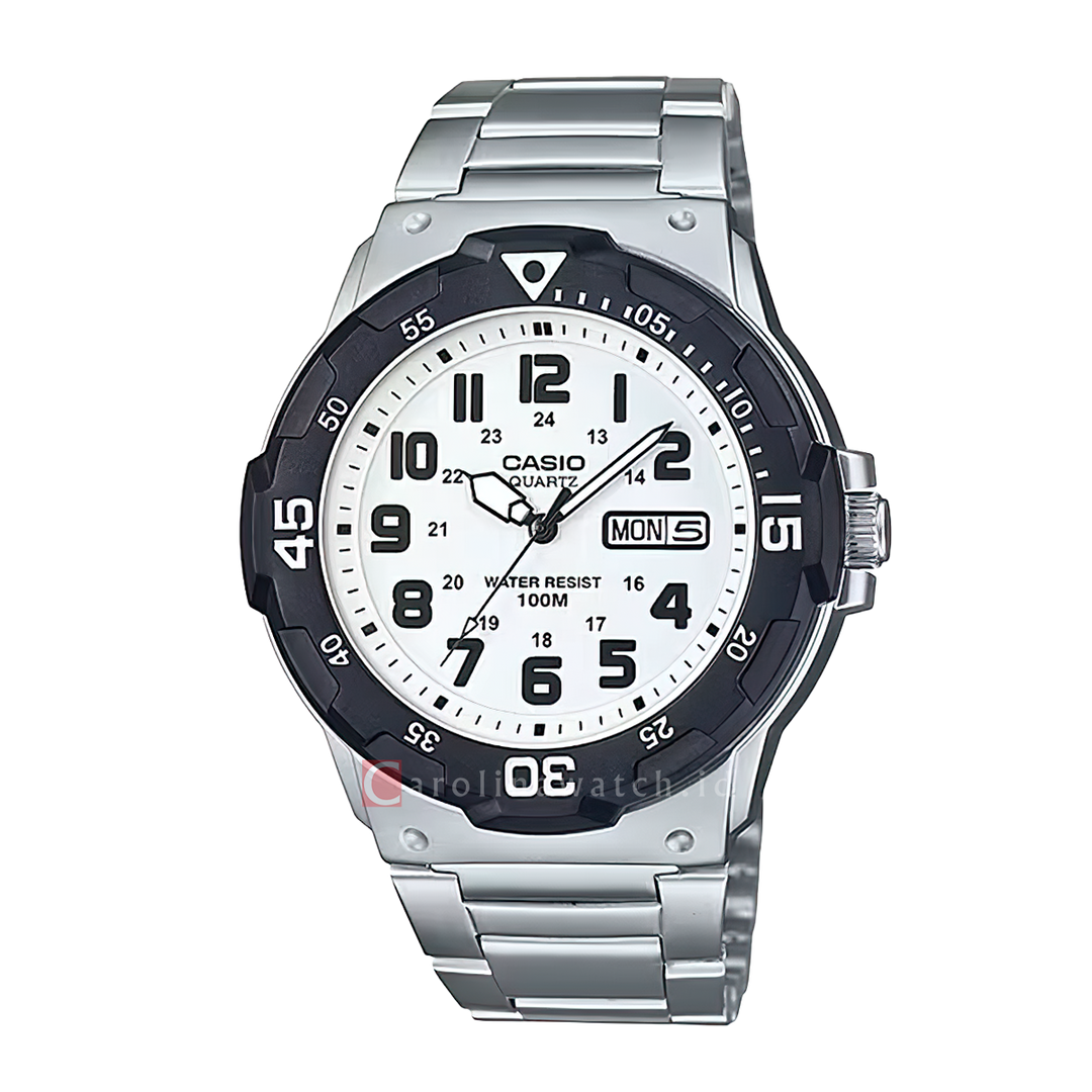 Jam Tangan Casio MRW-200HD-7B Men White Dial Stainless Steel Band