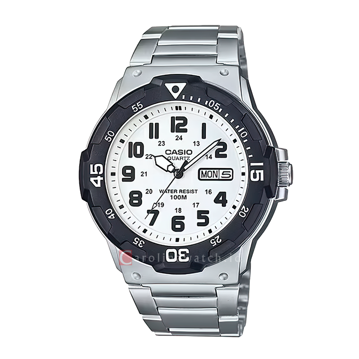 Jam Tangan Casio MRW-200HD-7B Men White Dial Stainless Steel Band