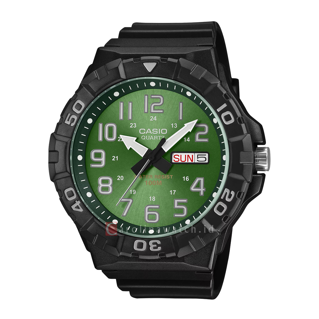 Jam Tangan Casio MRW-210H-3B Men Green Dial Black Resin Band