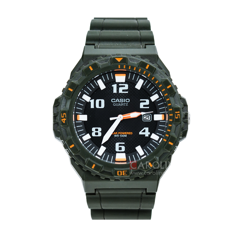 Jam Tangan Casio General MRW-S300H-3B Men Black Dial Dark Green Resin Band