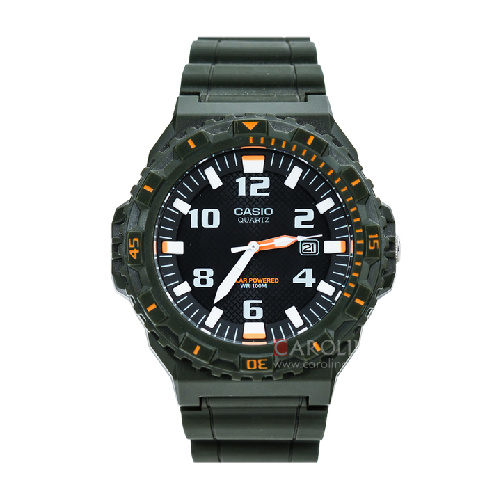 Jam Tangan Casio General MRW-S300H-3B Men Black Dial Dark Green Resin Band