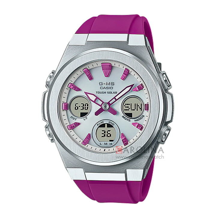 Jam Tangan Casio Baby-G MSG-S600-4A Women Silver Dial Maroon Red Resin Band