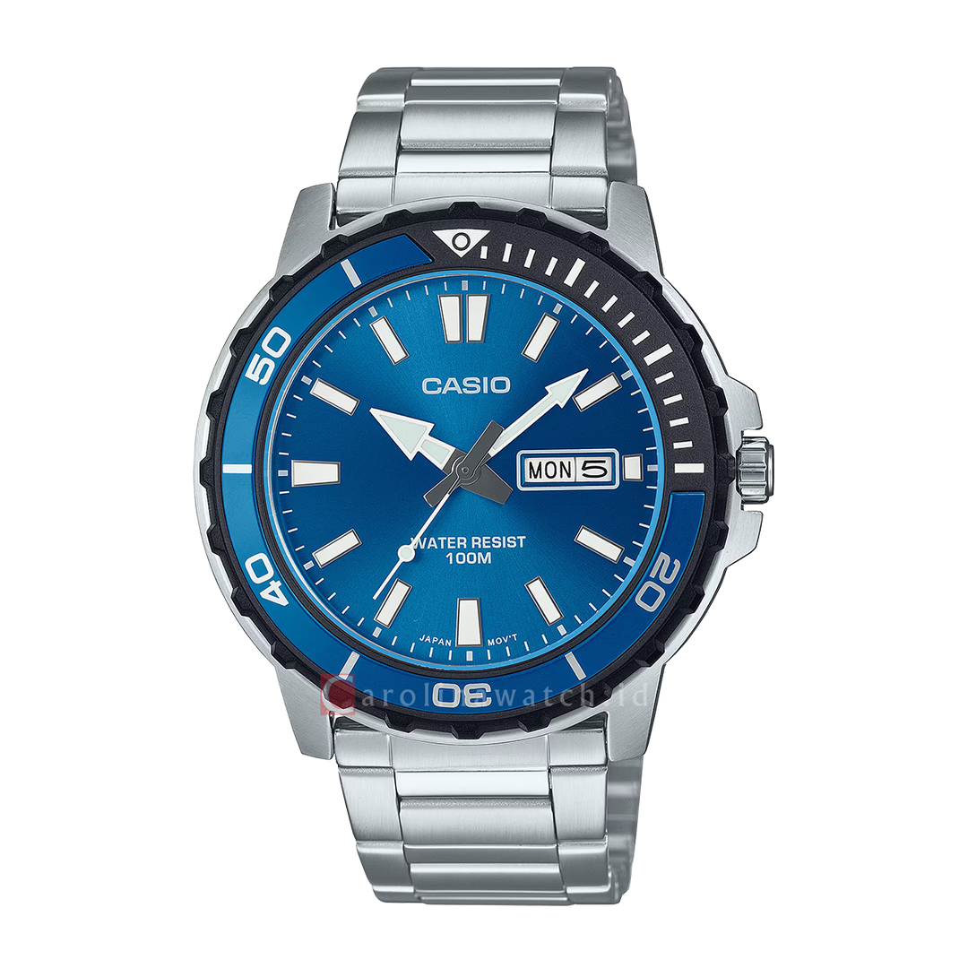 Jam Tangan Casio Standard MTD-125D-2A1 Men Blue Dial Stainless Steel Band