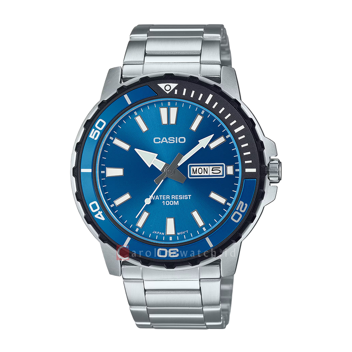 Jam Tangan Casio Standard MTD-125D-2A1 Men Blue Dial Stainless Steel Band