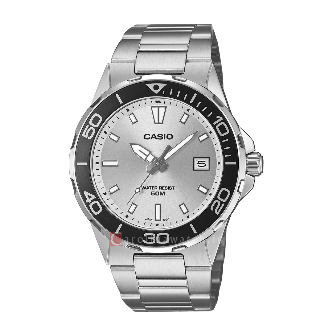 Jam Tangan Casio Standard MTD-145D-7A Men Silver White Dial Stainless Steel Band