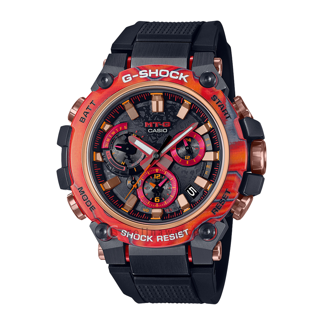 Jam Tangan CASIO G SHOCK 40th Anniversary Flare Red MTG-B3000FR-1A Men Black Dial Black Resin Band